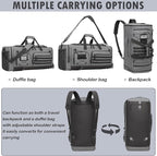 Gym Bag for Men and Women, 50L Extra Large Duffle Bag, 3-in-1 Travel Sports Duffel Bags with Shoe & Laptop Compartment for Overnight Weekender Gym Traveling Workout Deployment, Black + Gray
