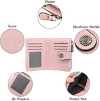 Small Wallet for Women Bifold Credit Card Holder RFID Blocking with Zipper Pocket
