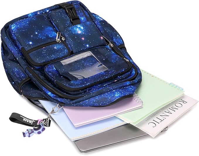 PIG PIG GIRL Kids Backpack for Girls Boys School Bags for Middle School Students Book Bag for Elementary Primary Kawaii Ita Backpack, Galaxy Astronaut