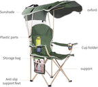 VTOY Portable Camping Chair with Canopy - Folding Chair with Canopy, Durable 600D Oxford Canopy Chair for Camping, Beach, Picnics, Fishing & Sports