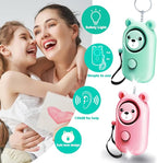 Personal Alarm Keychain 130dB 2 Pack, Multi-Function with LED Light, Safety Loud Self Defense for Women Girl Kids Elderly, Portable Security Cute Safe Sound Siren (Green+Pink)