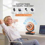 Rechargeable Camping Fan with Oscillating,【Max 60Hrs】Portable Battery Powered Operated Fan,20000mAh Outdoor Turbo Tent Fan & Light,Timer,Hook for Travel,Fishing,Jobsite,Beach,Indoor,Camping Essential