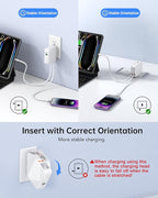 Retractable USB Charger Wall Plug with Type C Cables Cords,40W Fast Charging Foldable Block Multi Charger,4-in-1 Travel Essentials Brick Multiport for iPhone 17/16/15/14/13/12,iPad,Galaxy,LG,Pixel