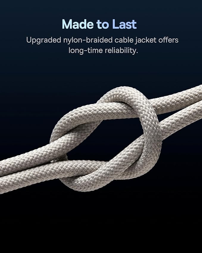 Baseus USB C Cable, 100W PD 5A QC 4.0 Fast Charging USBC to USBC Cable, Zinc Alloy Nylon Braided USB Type C Charger Cord for iPhone 16 15 Pro/Plus/Pro Max, MacBook, iPad Pro, Galaxy S24 S23+ (6.6ft)
