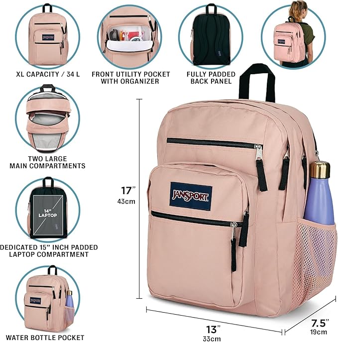 JanSport Laptop Backpack - Computer Bag with 2 Compartments, Ergonomic Shoulder Straps, 15” Laptop Sleeve, Haul Handle - Book Rucksack - Batik Wash