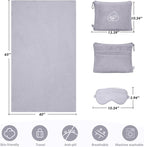Travel Blanket, Airplane Blanket, Ultra-Soft, Warm & Lightweight, 65x40 in, Outdoor Blanket Essentials for Women, Men & Kids, Included Eye Mask, Luggage Sleeve & Backpack Clip Grey