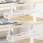 Cable Management, 25'' Cable Management Under Desk No Drill, Metal Cord Organizer with Clamp for Standing Desk, Cable Organizer for Home Office, White