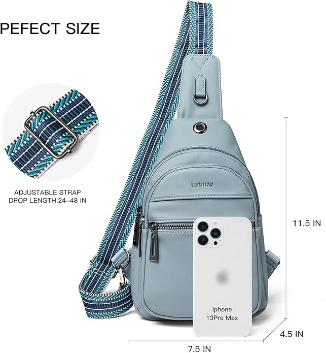 LATMAP Sling Bag For Women Faux Leather Small Casual Daypack Backpack Fanny Pack Crossbody Chest Bags Purse