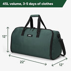Halfday Convertible 2-in-1 Garment Duffel Weekender Bag 45L: Wrinkle-Free Travel (Hanging Suit Compartment, Shoe Pockets, Trolley Sleeve), Durable & Water-Resistant Carry-on, Hunter