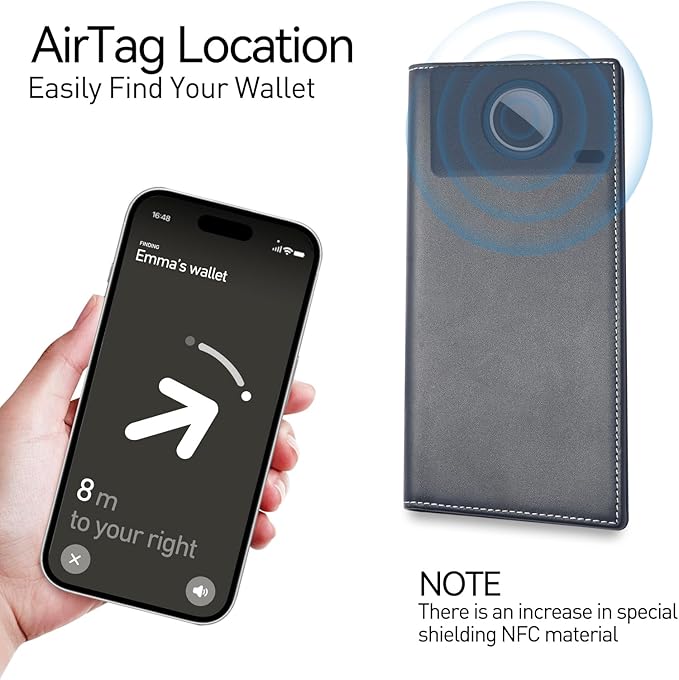 RFID Blocking Leather Passport Wallet for Travel – Slim Document Organizer with AirTag Slot, Card & Cash Holder for Men (Blue)