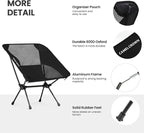 CAMEL CROWN Portable Camping Chair Lightweight Compact Folding Chair Mesh for Outdoor Camp Travel Beach Picnic Festival Hiking Backpacking Black 2 Pack