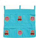 Gilbins End Of Bed Shoe Bag Great for storage, shoes, accessories & stuff! (Teal Smiley & Cherry)