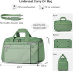 Hanke Small Travel Duffel Bag, Under Seat Carry On Personal Item Bag with 11 Pockets, Lightweight Water Resistant Foldable Weekender Bag with Trolley Sleeve for Travel Gym Daily Use（Forest Green）