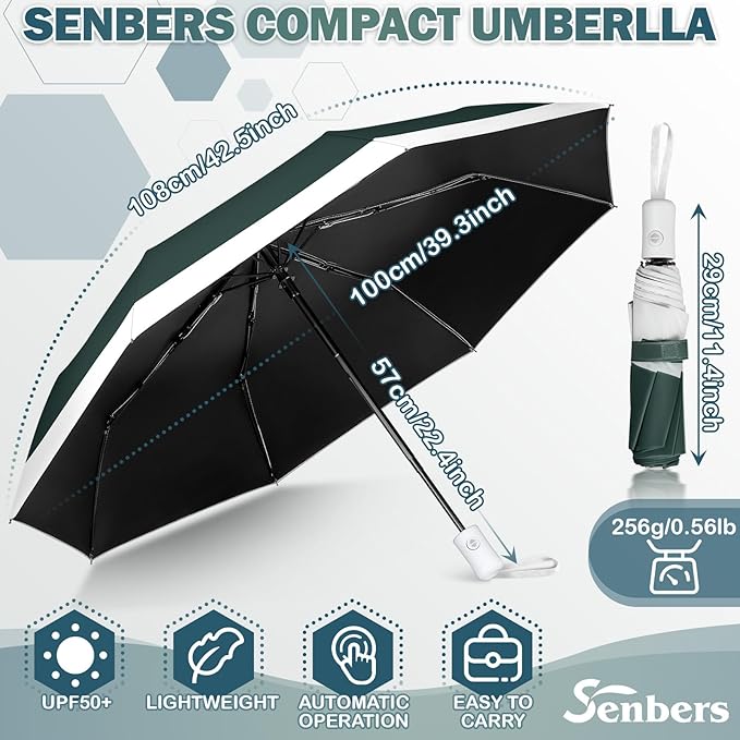 Windproof Travel Umbrella, Collapsible Umbrella Automatic Open Close Auto Small Compact Portable for Rain Sun Adult Women