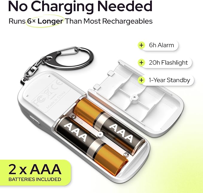 Weten Personal Safety Alarm Keychain - 130dB Siren, LED Light, Panic Pin – Compact Self-Defense Device and Emergency Whistle Alternative for Women, College, Travel, and Night Walk Protection (White)