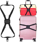 Luggage Straps Bag Bungees for Add a Bag Easy to Travel Suitcase Elastic Strap Belt (L Size, L-Black)