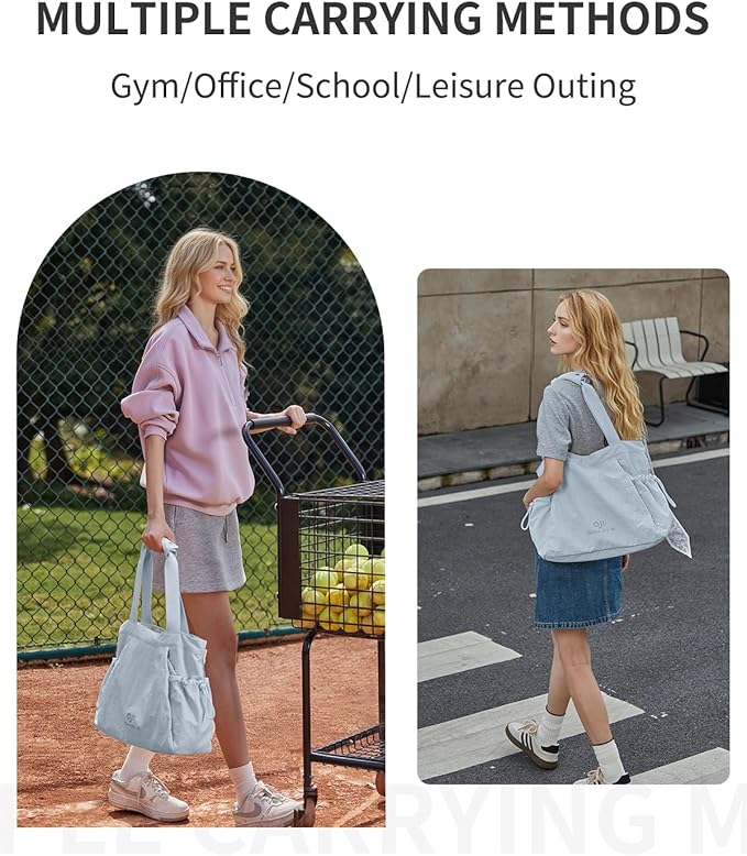 Gym Tote Bag for Women, Lightweight Yoga Mat Bag with Wet Dry Storage Pocket & Multi Pockets