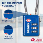 Brinks TSA Accepted Indicator Luggage Lock, Blue - Resettable 3-Dial Combination, 1.5 inch Long Cable Shackle, New More Secure TSA008 Key, 4 Pack