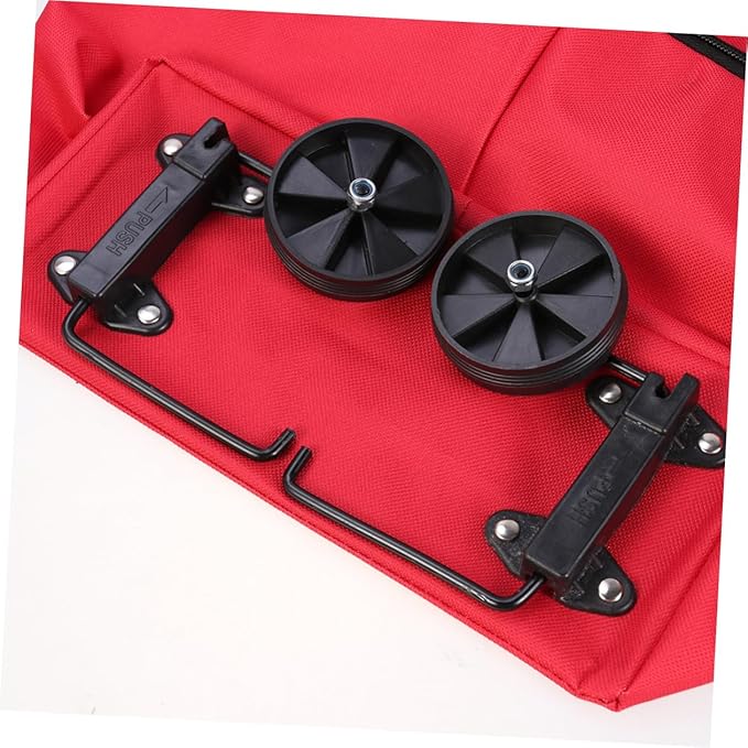 Alipis Portable Folded Trolley Cart for Travel Shopping Lightweight Collapsible Bag with Wheels Compact Organizer for Groceries Gym Beach and Camping Red