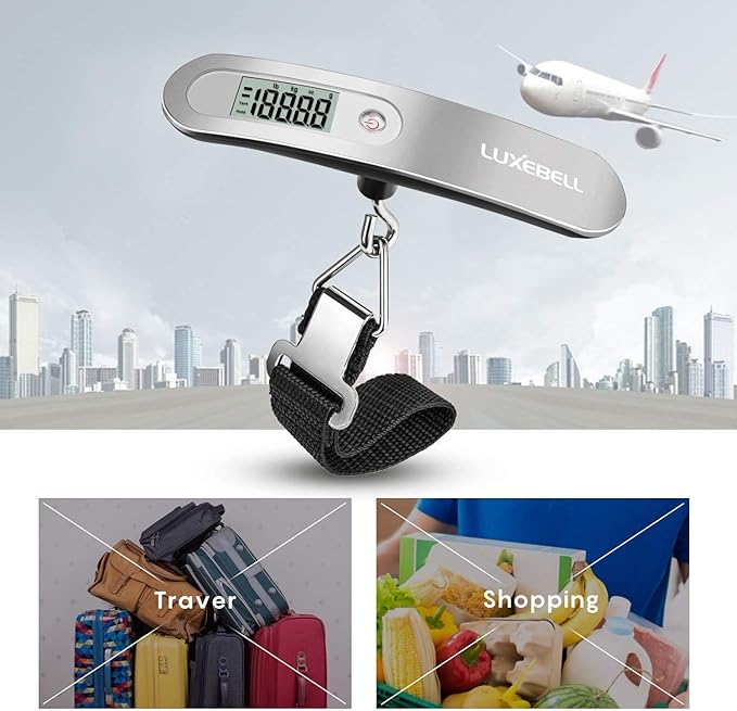 Digital Luggage Scale Vacation Travel Essentials Accessories Gifts for Traveler Portable Suitcase Handheld Weight Scale 110 lbs Hanging Baggage Travel Must Haves