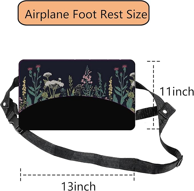 Airplane Foot Hammock Comfort Foot Hammock for Plane Travel Accessories,Airplane Gadgets,Good Use for Travel Essentials, Office,Desk (Flower, 1 Pack)