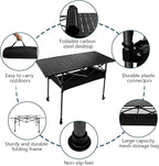 Camping Table Folding Portable Table 47.24” X 21.65” Roll-up Picnic Table with 2 Adjustable Height for Picnic, Camping, Beach, BBQ, Party, Backyard, Black