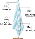 Touchat 4 Pack Cabana Stripe 250GSM Polyester Lightweight Quick-Dry Beach Towel & Blanket Combo- 30'' x 60'' Compact Travel Towel for Pool, Camping, Gym, Yoga | Ultra-Portable, Pink 2Pack + Blue 2Pack