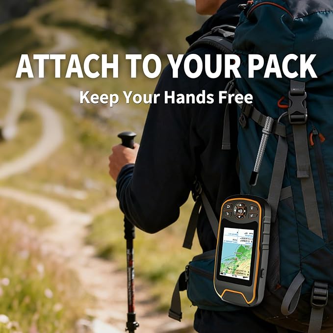 Handheld GPS for Hiking, Rugged and Waterproof Handheld GPS Navigator, 3.2" Sunlight Readable Screen, Compact Satellite Handheld GPS with USA Topo Map, Multi-GNSS Support, Extra Battery Life
