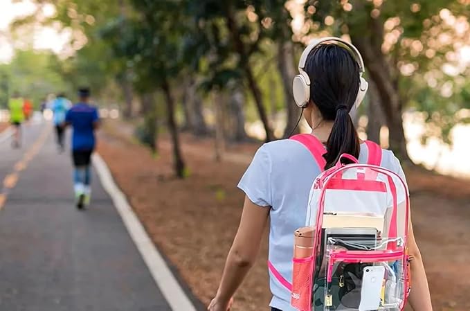 Trail maker Clear Backpack Heavy Duty with Padded Straps, Side Pockets for Kids, Boys, Girls, School, Stadium Approved Events