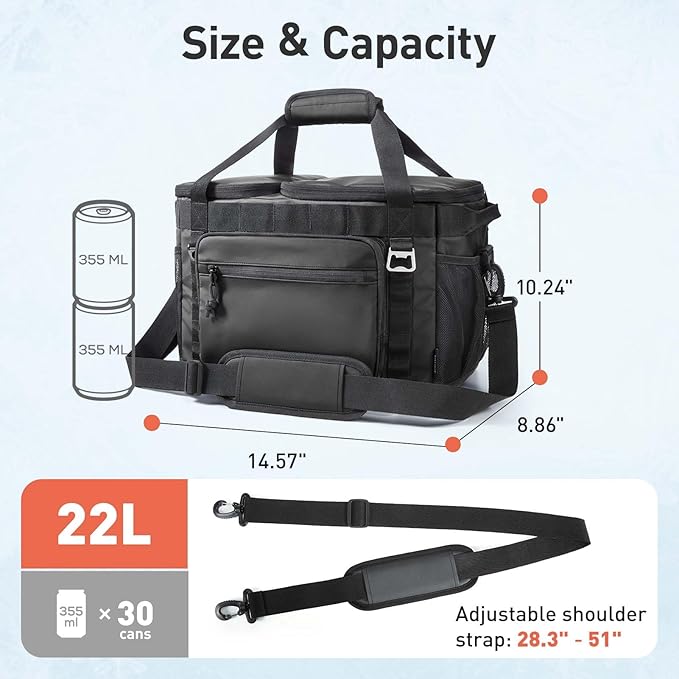 TOURIT Soft Sided Cooler Bag Insulated 30/48/60 Cans, Large Collapsible & Leakproof Ice Chest for Picnic, Beach, Camping, Travel