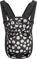 Pawaboo Pet Carrier Backpack, Adjustable Pet Front Cat Dog Carrier Backpack Travel Bag, Legs Out, Easy-Fit for Traveling Hiking Camping for Small Medium Dogs Cats Puppies, Small, Black Daisy