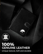 LORZOR Passport Holder for Travel: Full Grain Leather Passport Cover with Airtag Holder Magnetic Buckle for Men - RFID Blocking Bifold Wallet for Air Ticket Card Cash Coin (Black)