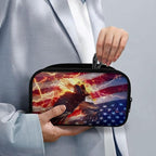 American Flag Electronic Organizer Travel Cable Organizer Bag Portable Pouch Electronic Accessories Carry Case for Cable Cord Charger Phone Earphone Tech Pouch