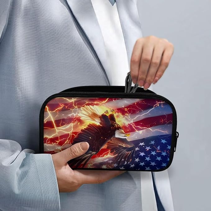 American Flag Electronic Organizer Travel Cable Organizer Bag Portable Pouch Electronic Accessories Carry Case for Cable Cord Charger Phone Earphone Tech Pouch