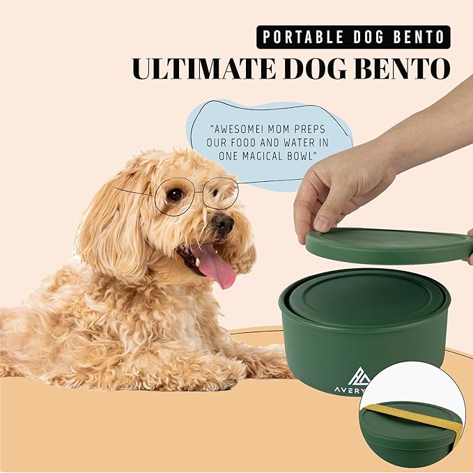 AVERYDAY 30 Oz Travel Dog Bowls with Lids, 2-in-1 Portable Pet Bowls for Food and Water, Leakproof Travel Dog Food & Water Bowl for Outdoor, Camping, Travel Dog Feeding Bowl, Daycare Pet Bowls