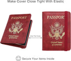 WALNEW Passport Holder for Travel, RFID Passport Cover Wallet for Women Men, PU Leather Passport Book Card Holder Case with Pen, Travelling Essentials for Flying