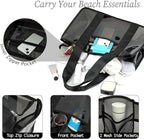 Fammart Iridescent Clear Beach Bag for Women, Jelly Tote Bag Waterproof Sandproof Pool Bag Cruise Vacation Essentials