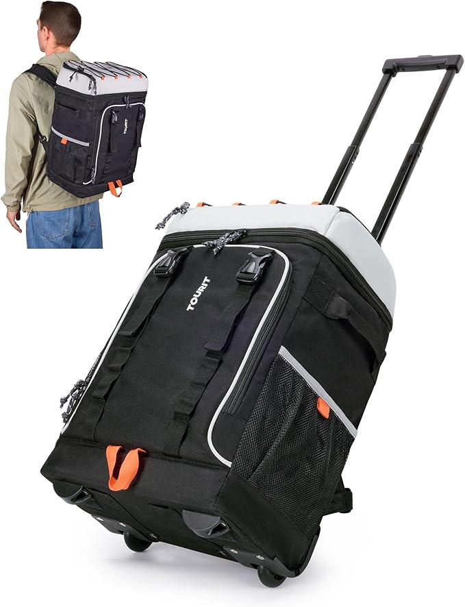 TOURIT Insulated Rolling Cooler Backpack, Leakproof Waterproof Beach Cooler Bag with Wheels and Handle, Outdoor Camping Picnic Travel