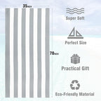 HENBAY Large Oversized Beach Towel - 35 x 70 Inch Microfiber Pool Towel, Grey Striped Quick Dry Cabana Swim Towel