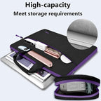 Hseok Laptop Shoulder Bag 13-14 inch Shockproof Water-Resistant HandBag with Small Case Compatible with MacBook Pro/Neo 14" M5/M4/M3/M2/M1, Mac Air/Pro 13.3", XPS 13/14, Most 13"-14" PC,Black-purple