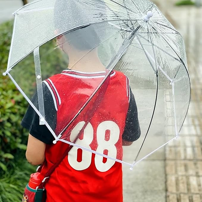MRTLLOA Kids Clear Bubble Umbrella with an Easy Grip Curved Handle, Safety Transparent Dome Bubble Umbrella for Toddler Boys Girls
