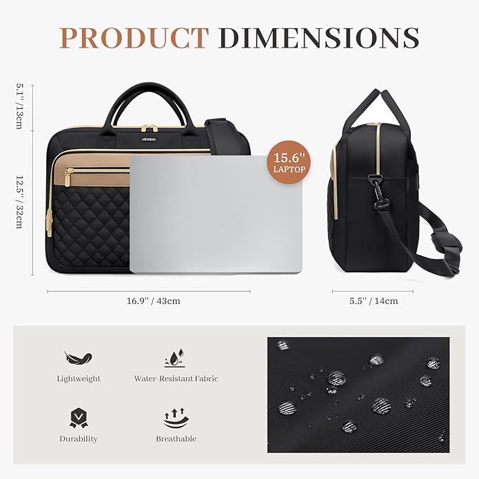 Laptop Bag for Women 15.6Inch Work Tote Computer Briefcase Waterproof Handbag Shoulder Teacher Office Crossbody Purse