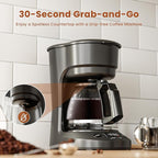 WAA 5 Cup Programmable Drip Coffee Maker, Portable Coffee Machine with Glass Pot, Includes Hot Plate and Reusable Filter, Auto Shut-Off and Delay Brew, 25oz Water Tank, Black