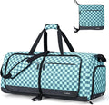 Lekesky Foldable Travel Duffle Bag for Women, Large Duffel Bag with Separate Shoes Compartments & Straps, Carry On Weekend Bag for Women, Hospital, Overnight (Green Gingham, 80L)