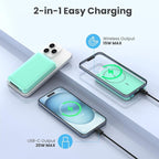 Magnetic Portable Charger 10800mah for Magsafe Battery Pack, Wireless Power Bank with PD Fast Charging,Travel Essential Phone Battery Charger for iPhone 17/16/15/14/13/12 Series-Green