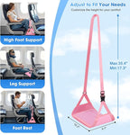 ExploreBliss Airplane Foot Rest - Lightweight Foot Hammock for Plane Travel with Adjustable Strap & Thick Board, Tray Table Under Desk Footrest to Relax Feet, Travel Essentials for Long Flights(Pink)