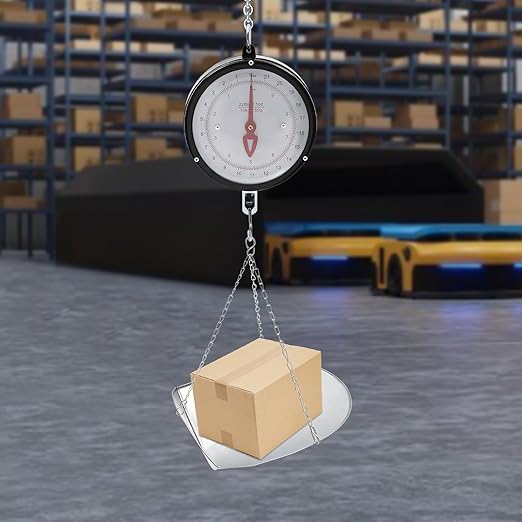 Double-Sided Dial Hanging Scale,22LBS Mechanical Hanging Scale,Commercial Circular Hanging Scale with Chain for Deli,Restaurants,Supermarkets,Grocery Stores (Black)