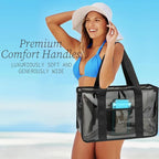 Fammart Iridescent Clear Beach Bag for Women, Jelly Tote Bag Waterproof Sandproof Pool Bag Cruise Vacation Essentials