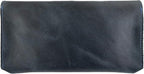 Hide & Drink, Full Grain Leather Large Female Wallet, Travel Organizer for Women, Vintage Money and Card Holder, Handmade, Slate Blue