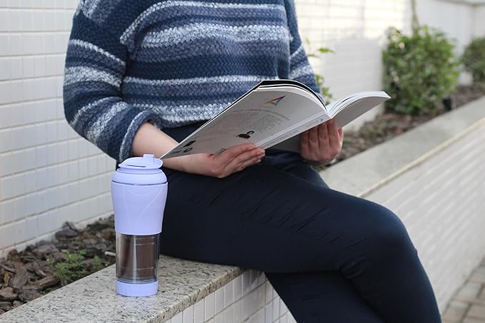 Pressca - Portable Coffee & Tea Maker - Thermal Coffee & Tea Infuser, French Press, Single Serve Coffee Maker, BPA Free - Home & Kitchen Accessories & Utensils - 12 fl oz, Lilac